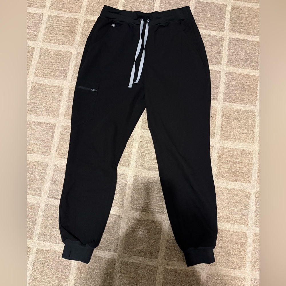 Figs Women's Black Joggers with White Drawstring